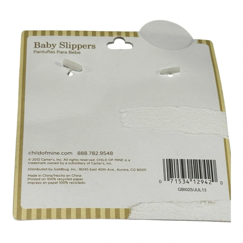Child of Mine by Carter’s Baby Slippers – Newborn – Santa Embroidery – NWT